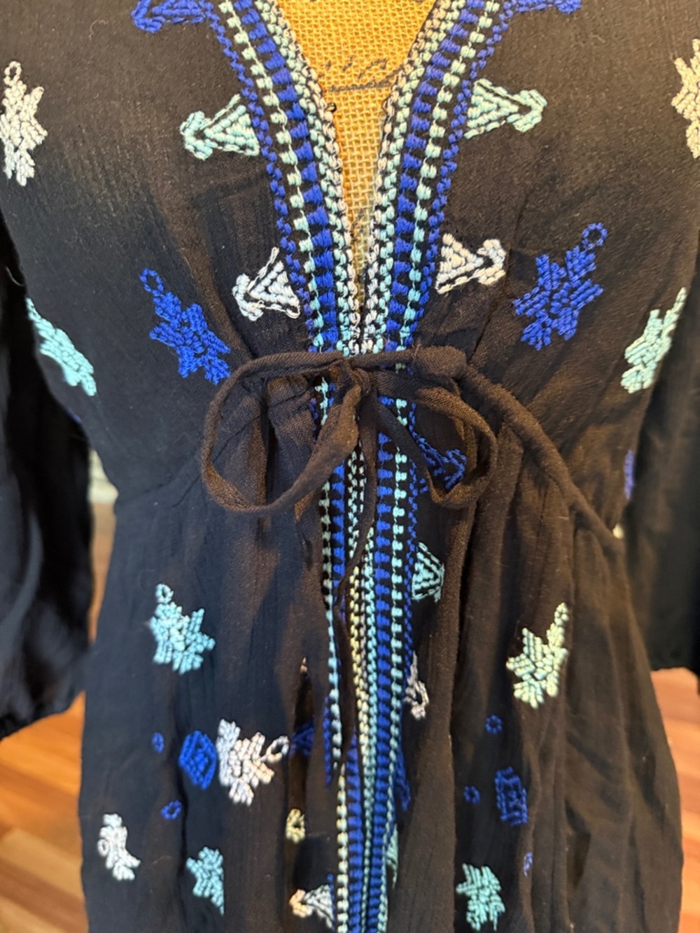 Free People size XS black designed slightly sheer dress or worn as a tunic - Picture 5 of 7